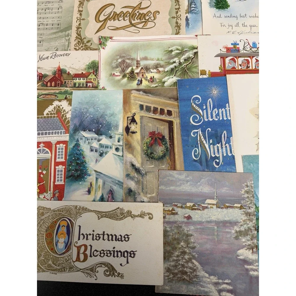 Vintage Retro Christmas Cards Fronts ONLY 1950s 1960s Scrapbooking Crafts 50+
